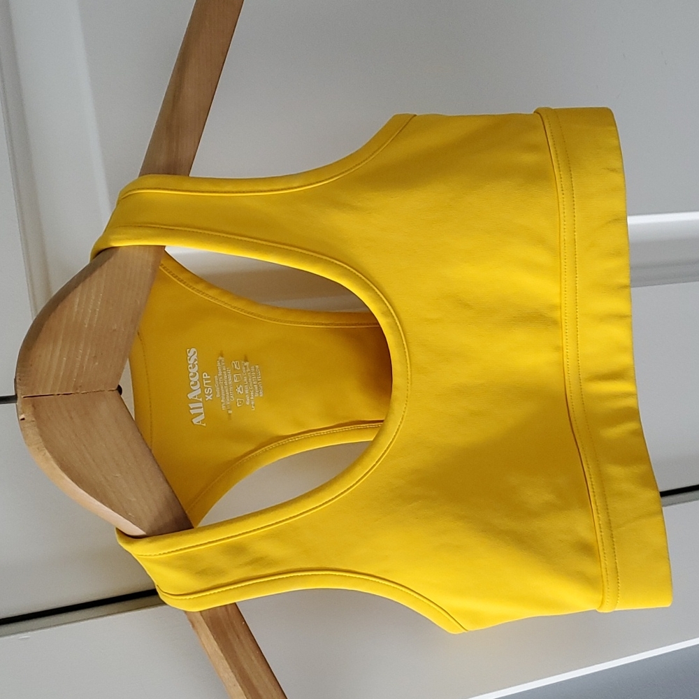 Bright yellow racer back sports bra!